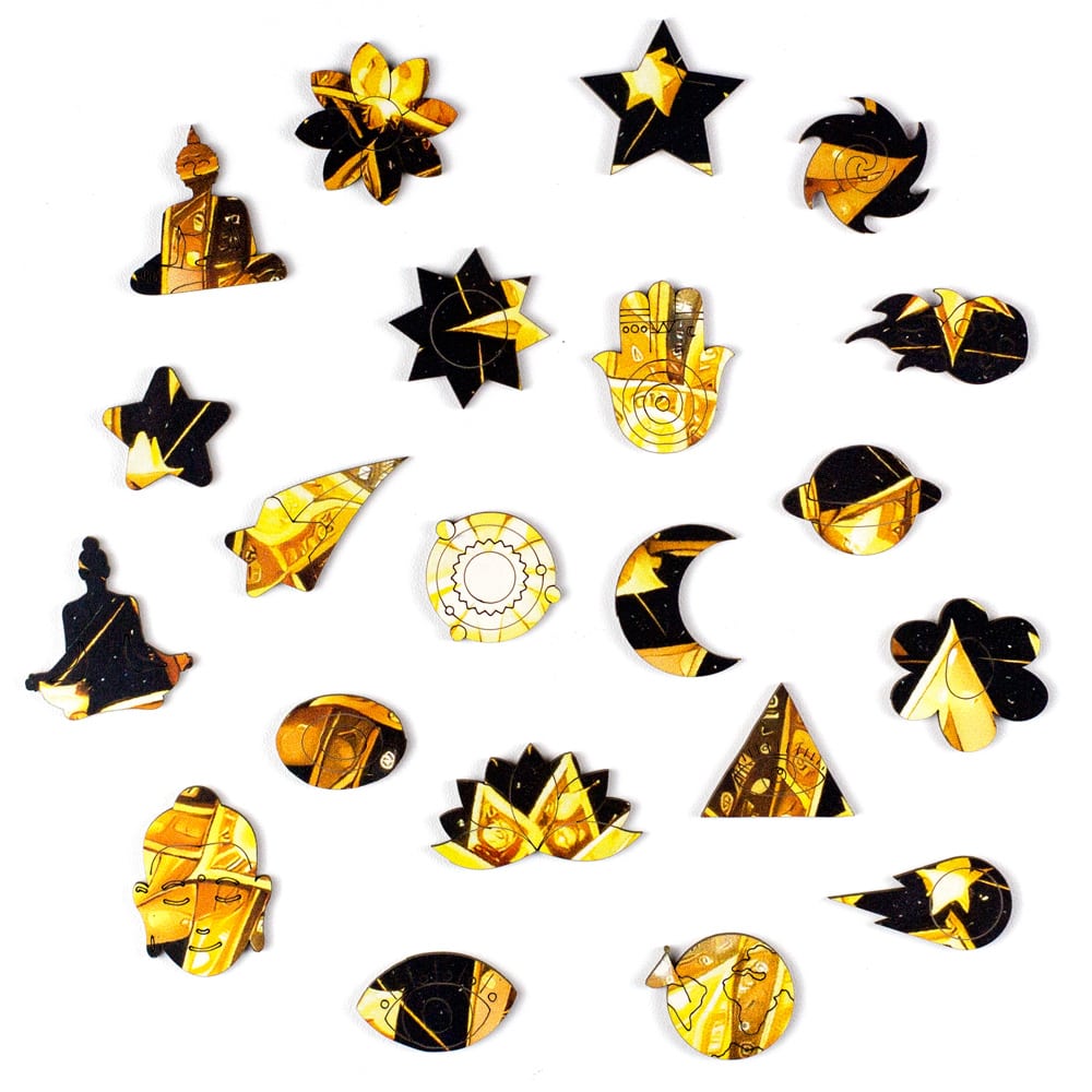 Peças da Mandala de Madeira da Estrela (estrelas, estrela cadente, planetas, sol, lua, etc)