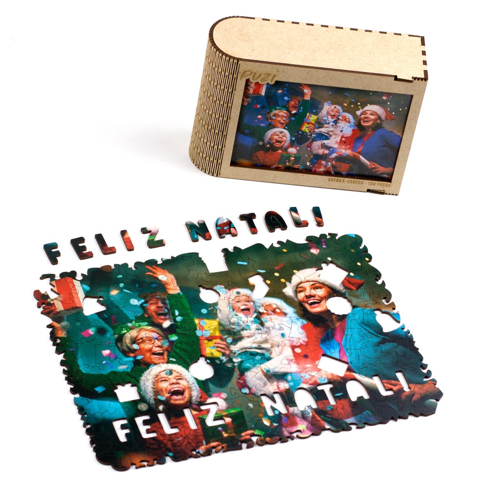 Puzzle Personalizado de Madeira com Feliz Natal