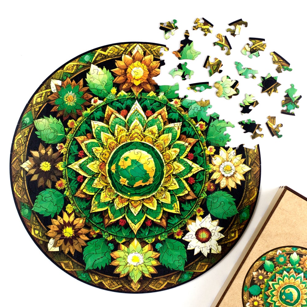 Quebra-Cabeça de Madeira da Mandala da Natureza