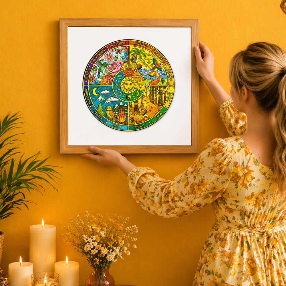 Mandala Ciclo da Vida como Decoração depois de colado e colocado na parede