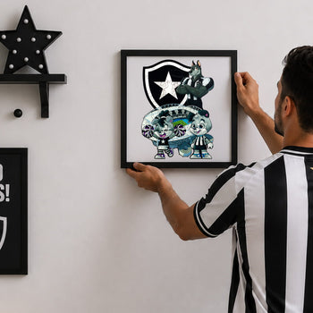 Quadro decorativo do quebra-cabeça Botafogo Kids em parede de quarto infantil