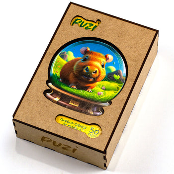 Embalagem de Madeira do Quebra-Cabeça Orbe Capivara (Puzi)