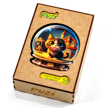 Embalagem de Madeira do Quebra-Cabeça Orbe Gato (Puzi)