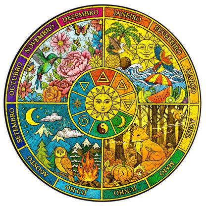 Quebra-cabeça de madeira Mandala Ciclo da Vida montada