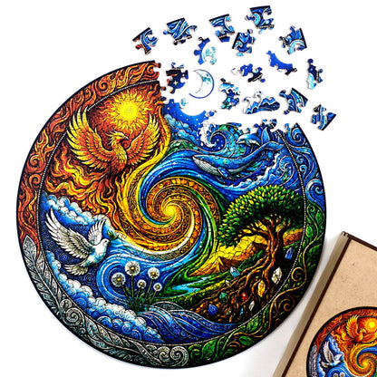 Detalhe da espiral central da Mandala Elemental representando a quintessência e a união dos quatro elementos