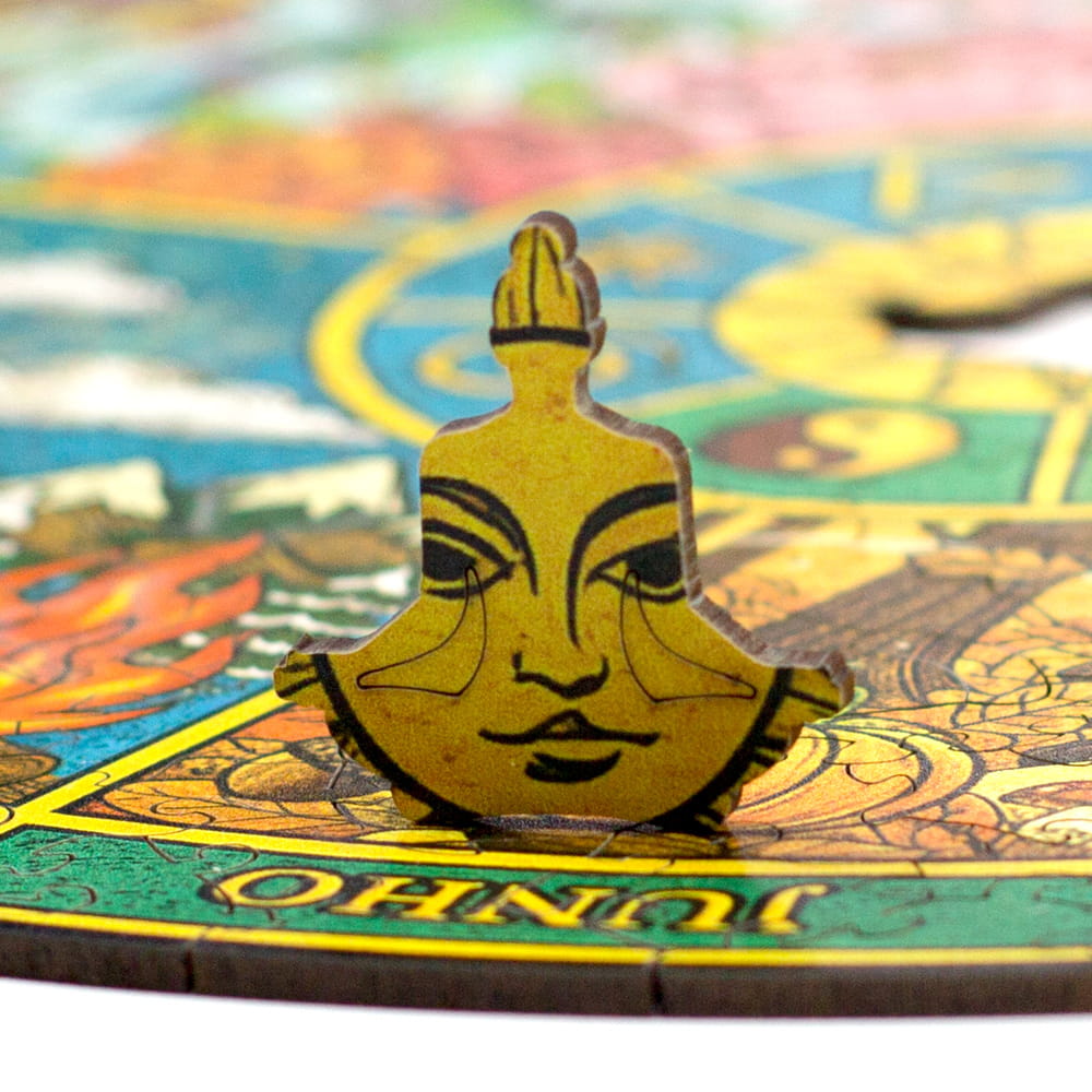 Peça temática especial de meditação do quebra-cabeça de madeira Mandala Ciclo da Vida