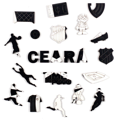 Quebra-Cabeças do Escudo do Ceará com as peças temáticas ao redor