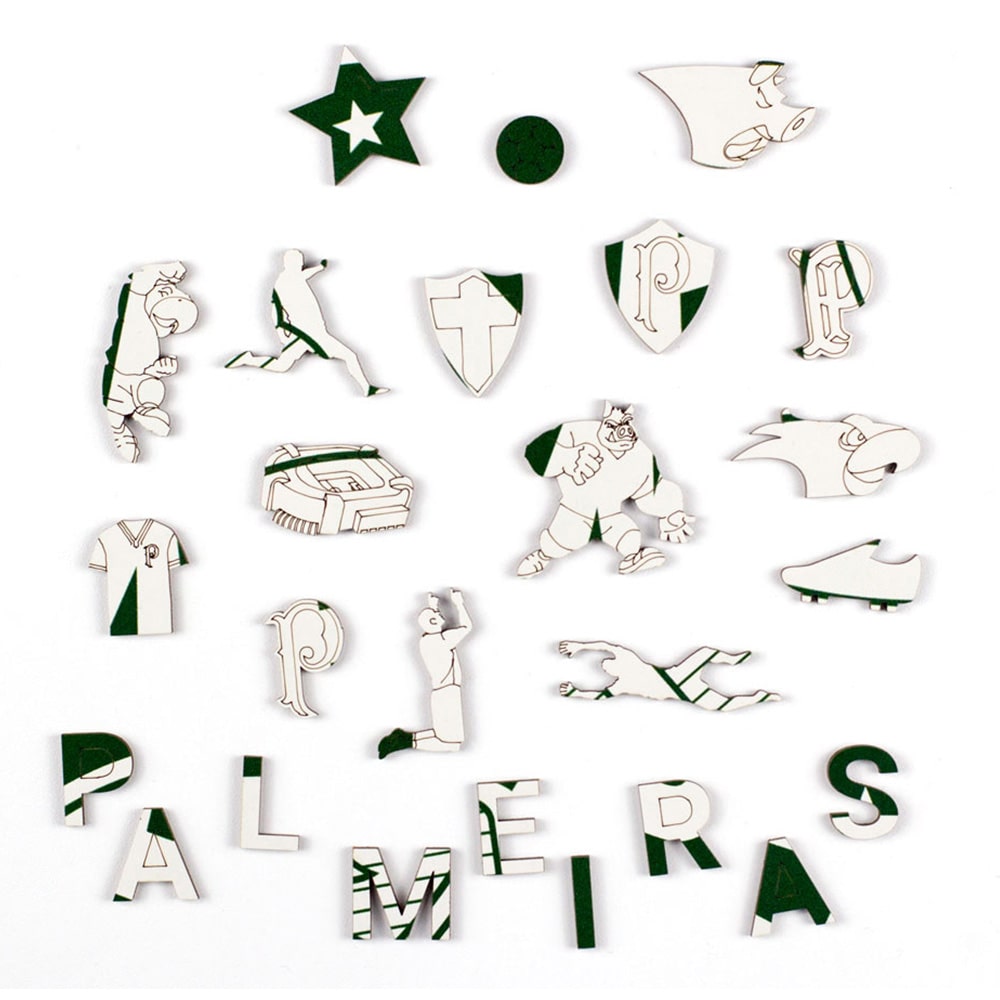 Peças temáticas de madeira do Palmeiras