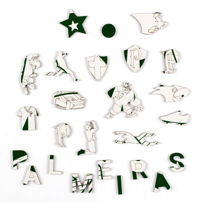 Peças temáticas de madeira do Palmeiras