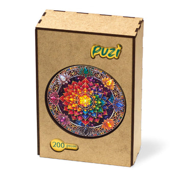 Puzi Mandala Mística - Embalagem de madeira premium com 200 peças