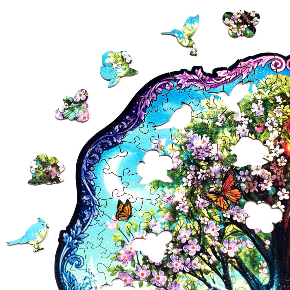 Peças temáticas da estação da primavera que incluem passarinho, flores, abelha, beija-flor e borboleta