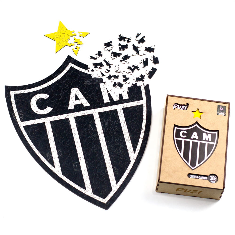 Quebra-cabeça do Atlético Mineiro com caixa premium de madeira Puzi