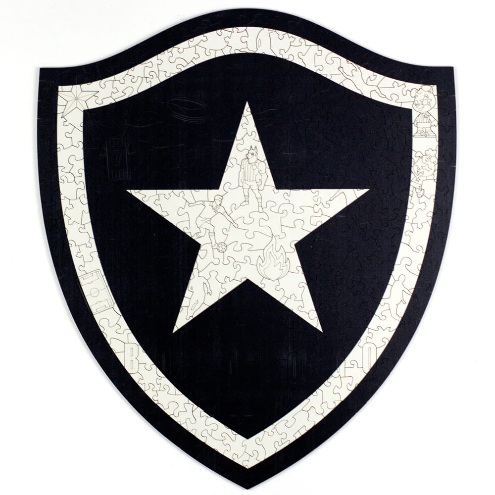 Quebra-cabeça de madeira do Botafogo com escudo oficial montado