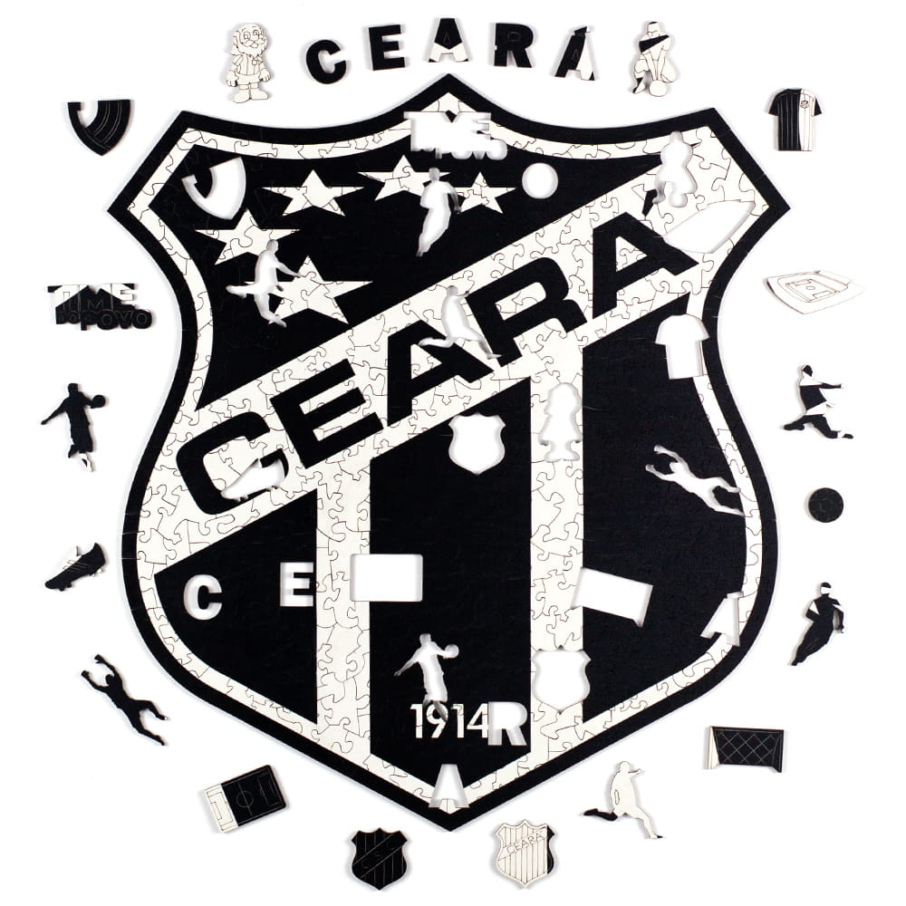 Quebra-Cabeças do Escudo do Ceará com as peças temáticas ao redor