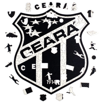 Quebra-Cabeças do Escudo do Ceará com as peças temáticas ao redor