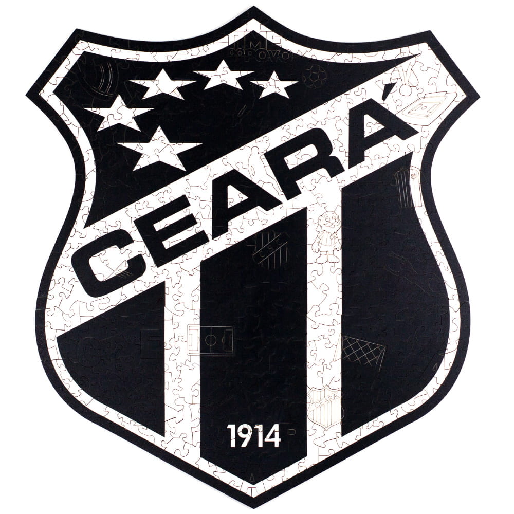 Quebra-Cabeça de Madeira do escudo do Ceará montado por completo