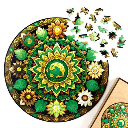 Quebra-Cabeça de Madeira da Mandala da Natureza