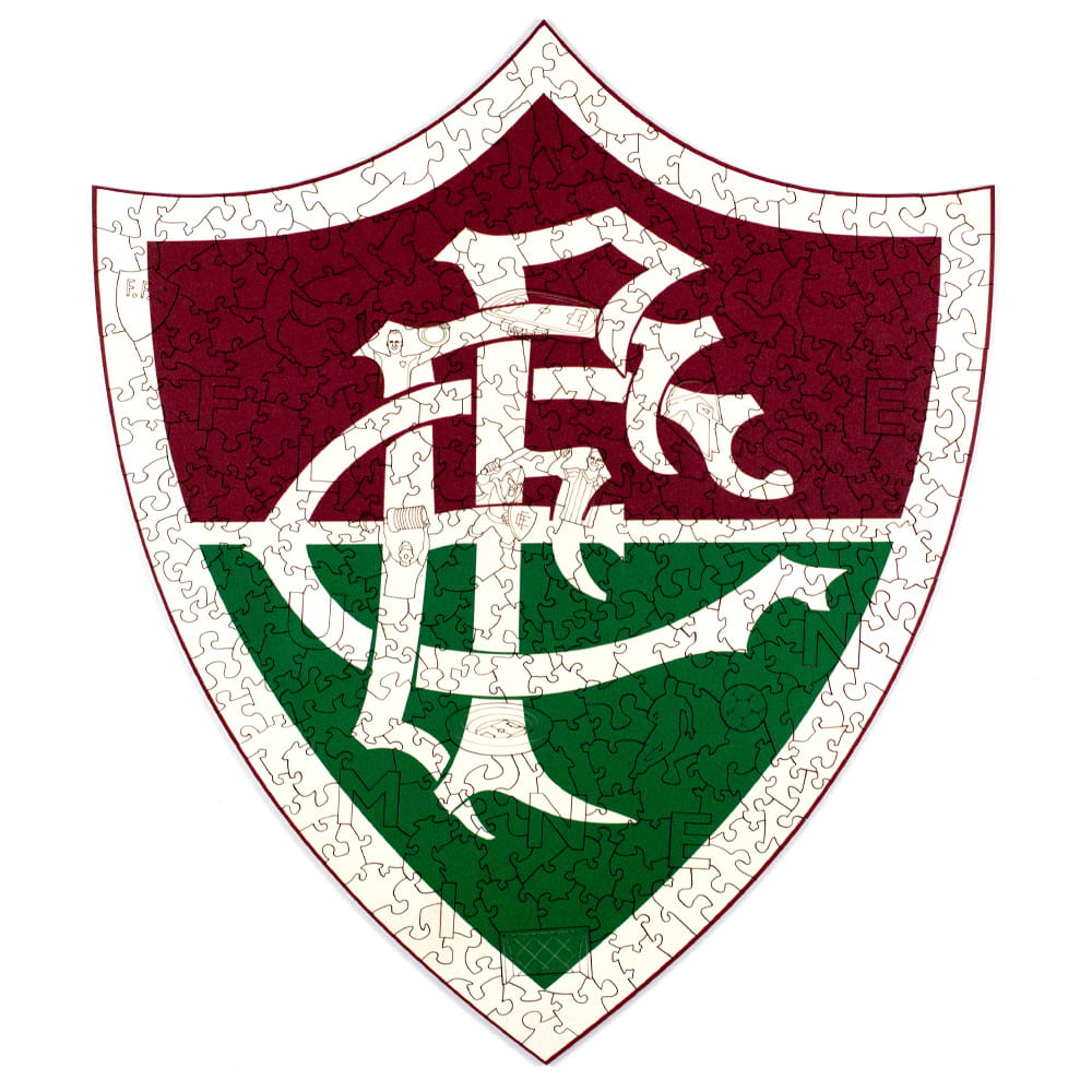 Quebra-cabeça de madeira do Fluminense com escudo oficial montado