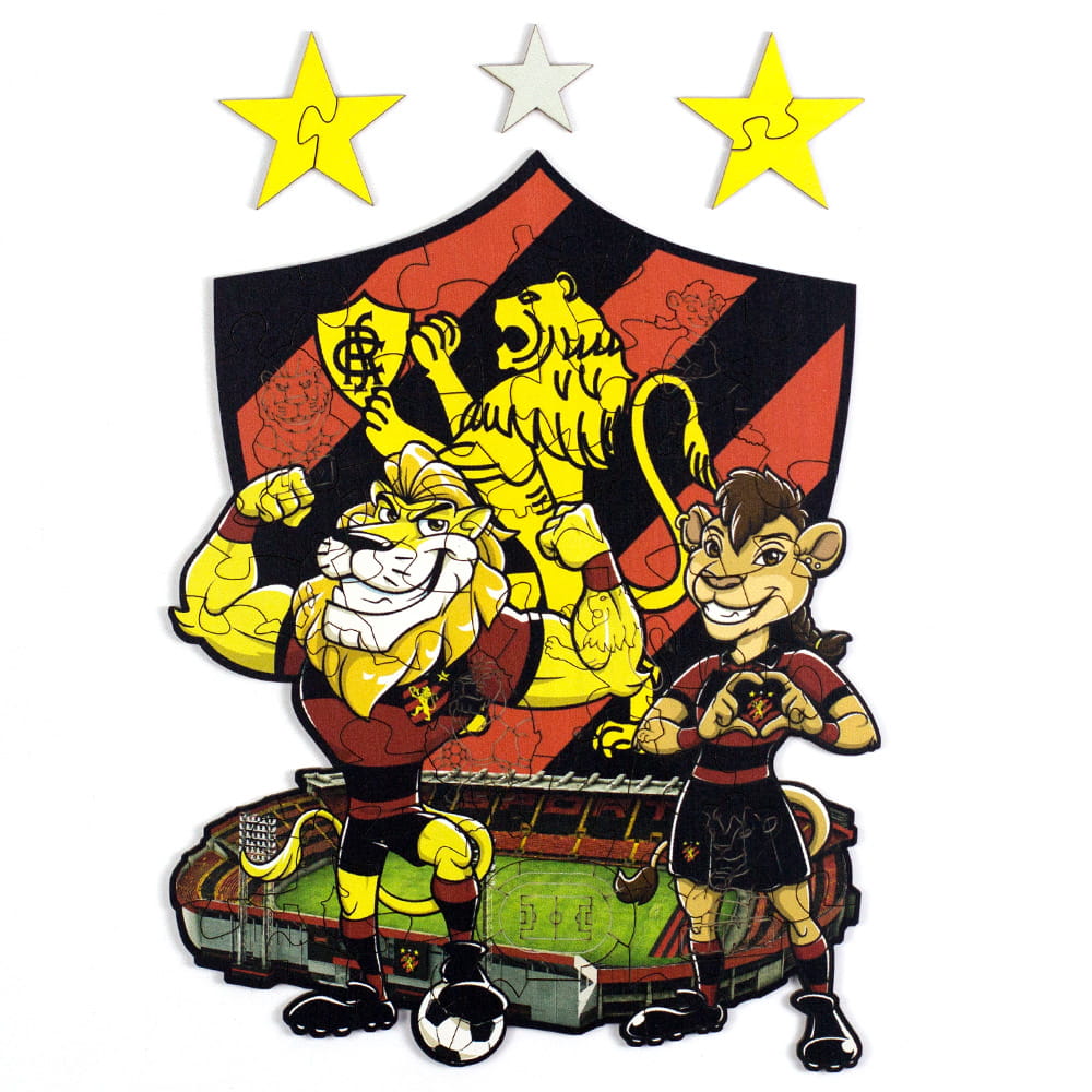 Quebra-Cabeça Sport Recife Kids com Mascotes, Ilha do Retiro e Escudo Oficial