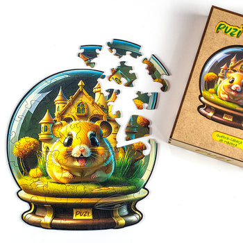 Quebra-Cabeça Puzi Orbe Hamster - 50 peças de madeira