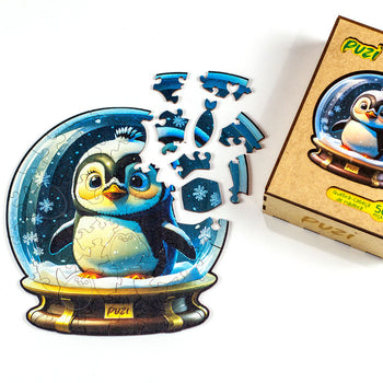 Quebra-Cabeça Puzi Orbe Pinguim - 50 peças de madeira