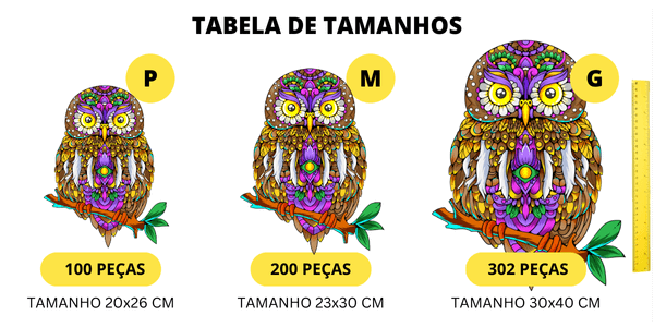 Tabela de tamanho Coruja