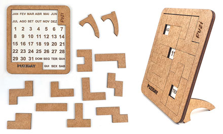 Puziday: Vários quebra-cabeças em um calendário de madeira