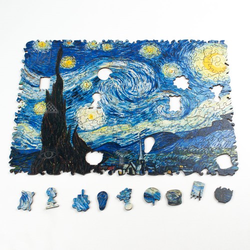 Quebra-Cabeça de Madeira Obra de Arte Puzi: A Noite Estrelada